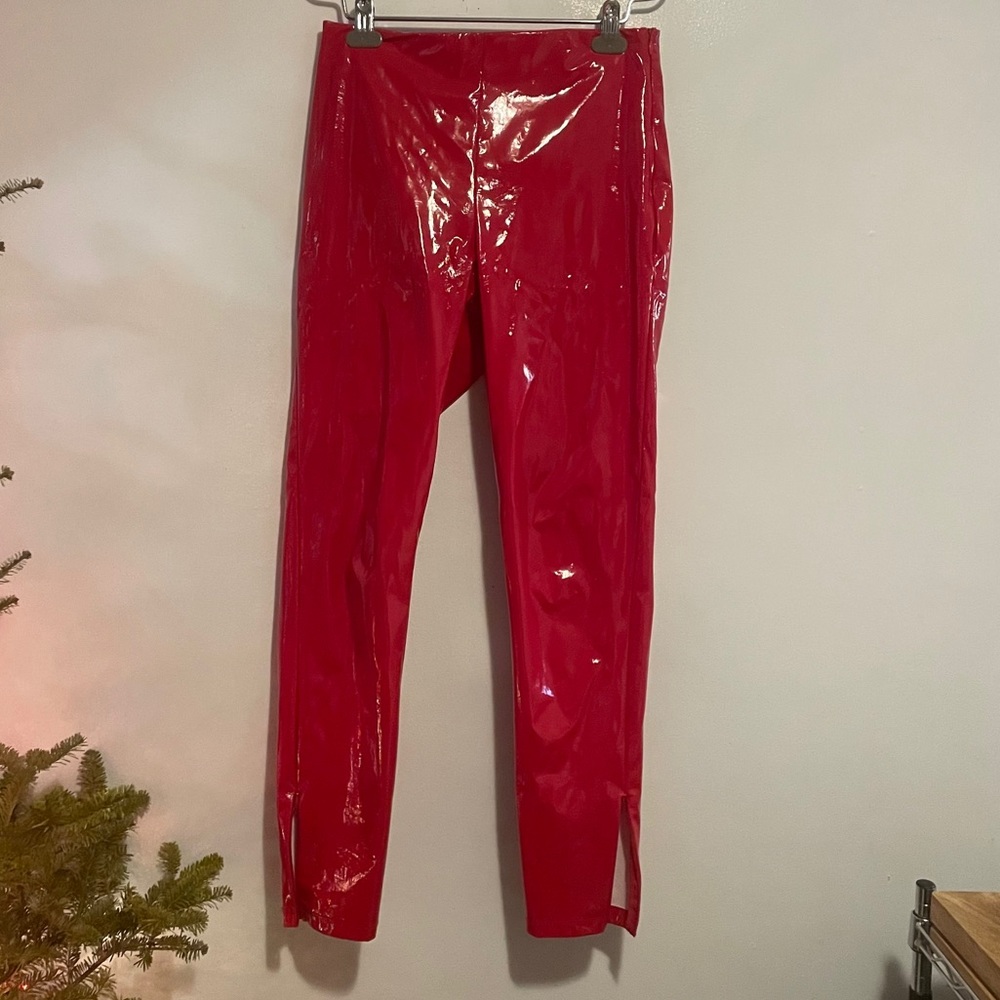 Topshop Bright Red Pleather Pants